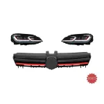 Faruri LED cu grila pentru VW Golf 7 VII 2013-2017, R Design rosu