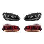RHD Faruri LED cu Stopuri Full LED Semnal Dinamic VW Golf 6 VI (2008-2013) R20 U Design