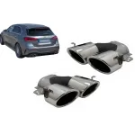 Ornamente pentru sistemul de evacuare Mercedes A-Class W177 CLA II X118 C118 GLA SUV H247 GLB SUV X247 35 AMG / 45 AMG (2018-) 45S Design Crom