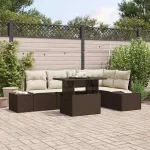 Set de canapele pentru grădină 6 pcs Maro Rattan poli GartenMobel Dekor