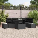 Set de canapele pentru grădină 6 pcs Negru Rattan poli GartenMobel Dekor
