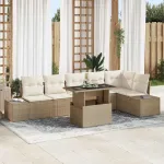 Set de canapele pentru grădină 7 pcs Bej Rattan poli GartenMobel Dekor