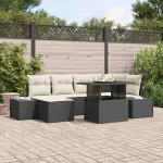Set de canapele pentru grădină 7 pcs Negru Rattan poli GartenMobel Dekor
