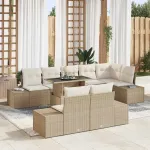 Set de canapele pentru grădină 9 pcs Bej Rattan poli GartenMobel Dekor