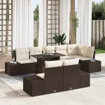 Set de canapele pentru grădină 9 pcs Maro Rattan poli GartenMobel Dekor
