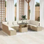 Set de canapele pentru grădină 11 pcs Bej Rattan poli GartenMobel Dekor