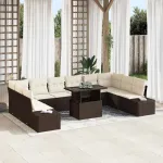 Set de canapele pentru grădină 11 pcs Maro Rattan poli GartenMobel Dekor