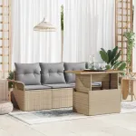 Set de canapele pentru grădină 5 pcs Bej Rattan poli GartenMobel Dekor