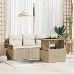 Set de canapele pentru grădină 5 pcs Bej Rattan poli GartenMobel Dekor