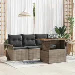 Set de canapele pentru grădină 5 pcs Gri Rattan poli GartenMobel Dekor