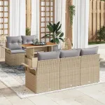 Set de canapele pentru grădină 6 pcs Bej Rattan poli GartenMobel Dekor