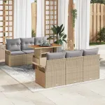 Set de canapele pentru grădină 7 pcs Bej Rattan poli GartenMobel Dekor