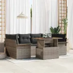 Set de canapele pentru grădină 7 pcs Gri Rattan poli GartenMobel Dekor