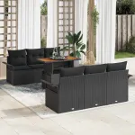 Set de canapele pentru grădină 7 pcs Negru Rattan poli GartenMobel Dekor