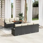 Set de canapele pentru grădină 8 pcs Negru Rattan poli GartenMobel Dekor
