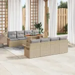 Set de canapele pentru grădină 9 pcs Bej Rattan poli GartenMobel Dekor