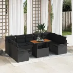 Set de canapele pentru grădină 10 pcs Negru Rattan poli GartenMobel Dekor