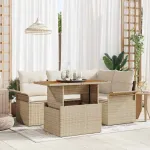 Set de canapele pentru grădină 5 pcs Bej Rattan poli GartenMobel Dekor