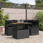 Set de canapele pentru grădină 5 pcs Negru Rattan poli GartenMobel Dekor