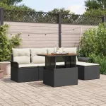 Set de canapele pentru grădină 6 pcs Negru Rattan poli GartenMobel Dekor