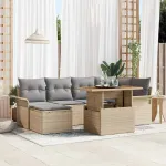 Set de canapele pentru grădină 7 pcs Bej Rattan poli GartenMobel Dekor