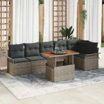 Set de canapele pentru grădină 7 pcs Gri Rattan poli GartenMobel Dekor