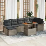 Set de canapele pentru grădină 8 pcs Gri Rattan poli GartenMobel Dekor