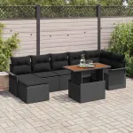 Set de canapele pentru grădină 8 pcs Negru Rattan poli GartenMobel Dekor