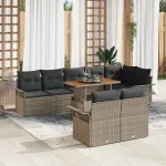 Set de canapele pentru grădină 9 pcs Gri Rattan poli GartenMobel Dekor