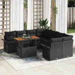 Set de canapele pentru grădină 9 pcs Negru Rattan poli GartenMobel Dekor