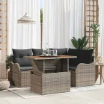 Set de canapele pentru grădină 5 pcs Gri Rattan poli GartenMobel Dekor
