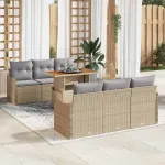 Set de canapele pentru grădină 7 pcs Bej Rattan poli GartenMobel Dekor