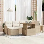 Set de canapele pentru grădină 7 pcs Bej Rattan poli GartenMobel Dekor