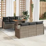 Set de canapele pentru grădină 7 pcs Gri Rattan poli GartenMobel Dekor