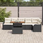 Set de canapele pentru grădină 7 pcs Negru Rattan poli GartenMobel Dekor