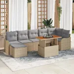 Set de canapele pentru grădină 8 pcs Bej Rattan poli GartenMobel Dekor