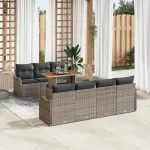 Set de canapele pentru grădină 8 pcs Gri Rattan poli GartenMobel Dekor