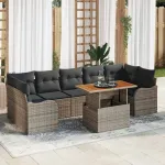 Set de canapele pentru grădină 8 pcs Gri Rattan poli GartenMobel Dekor