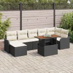 Set de canapele pentru grădină 8 pcs Negru Rattan poli GartenMobel Dekor