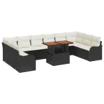 Set de canapele pentru grădină 11 pcs Negru Rattan poli GartenMobel Dekor