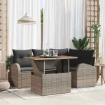 Set de canapele pentru grădină 5 pcs Gri Rattan poli GartenMobel Dekor