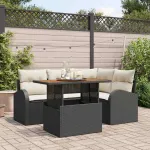 Set de canapele pentru grădină 5 pcs Negru Rattan poli GartenMobel Dekor