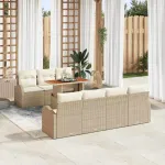 Set de canapele pentru grădină 8 pcs Bej Rattan poli GartenMobel Dekor
