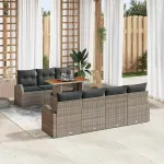 Set de canapele pentru grădină 8 pcs Gri Rattan poli GartenMobel Dekor
