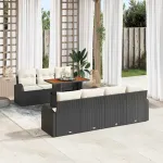 Set de canapele pentru grădină 8 pcs Negru Rattan poli GartenMobel Dekor
