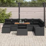 Set de canapele pentru grădină 9 pcs Negru Rattan poli GartenMobel Dekor