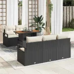 Set de canapele pentru grădină 6 pcs Negru Rattan poli GartenMobel Dekor