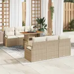 Set de canapele pentru grădină 7 pcs Bej Rattan poli GartenMobel Dekor