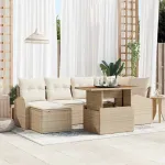 Set de canapele pentru grădină 7 pcs Bej Rattan poli GartenMobel Dekor
