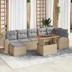 Set de canapele pentru grădină 8 pcs Bej Rattan poli GartenMobel Dekor